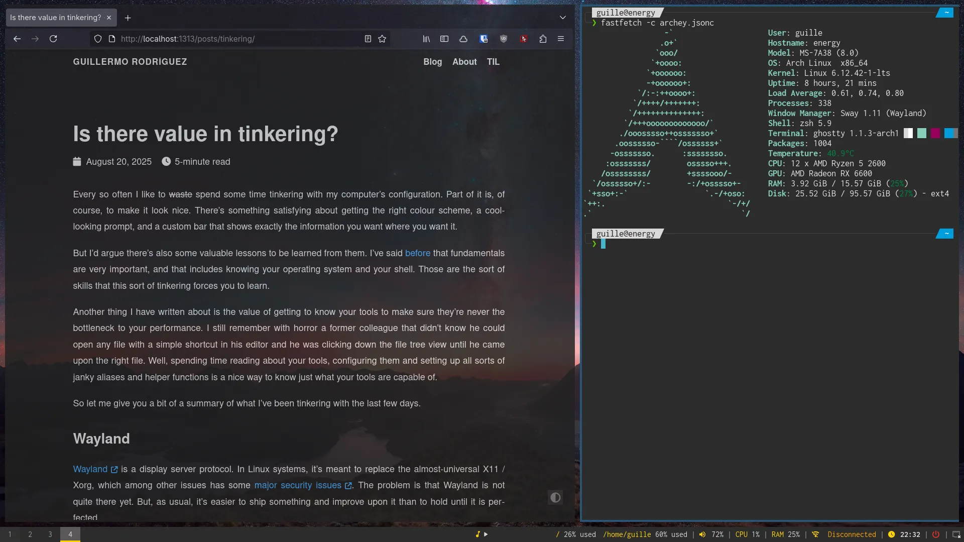 A screenshot of my desktop